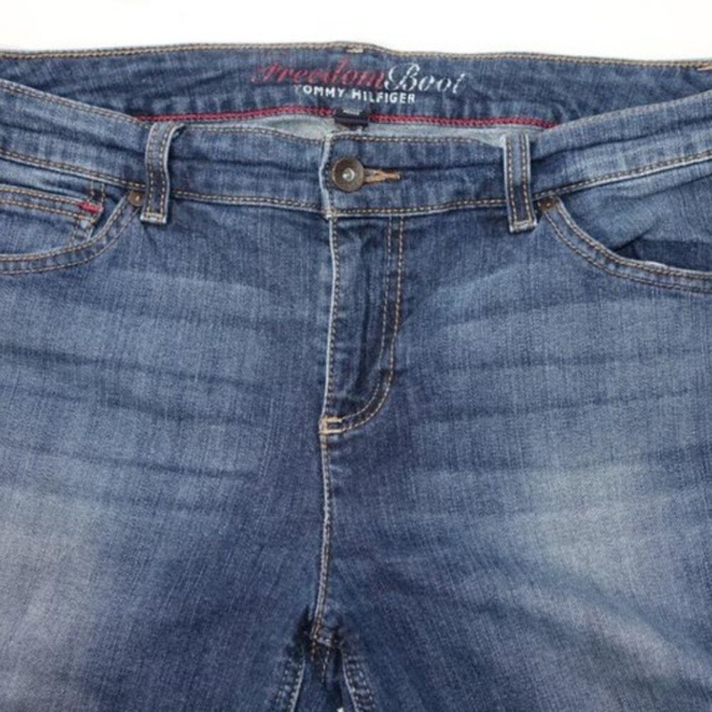 Y2K Tommy Hilfiger Freedom‎ Bootcut Jeans Size 14R Stretch Flap Pockets - Picture 5 of 10